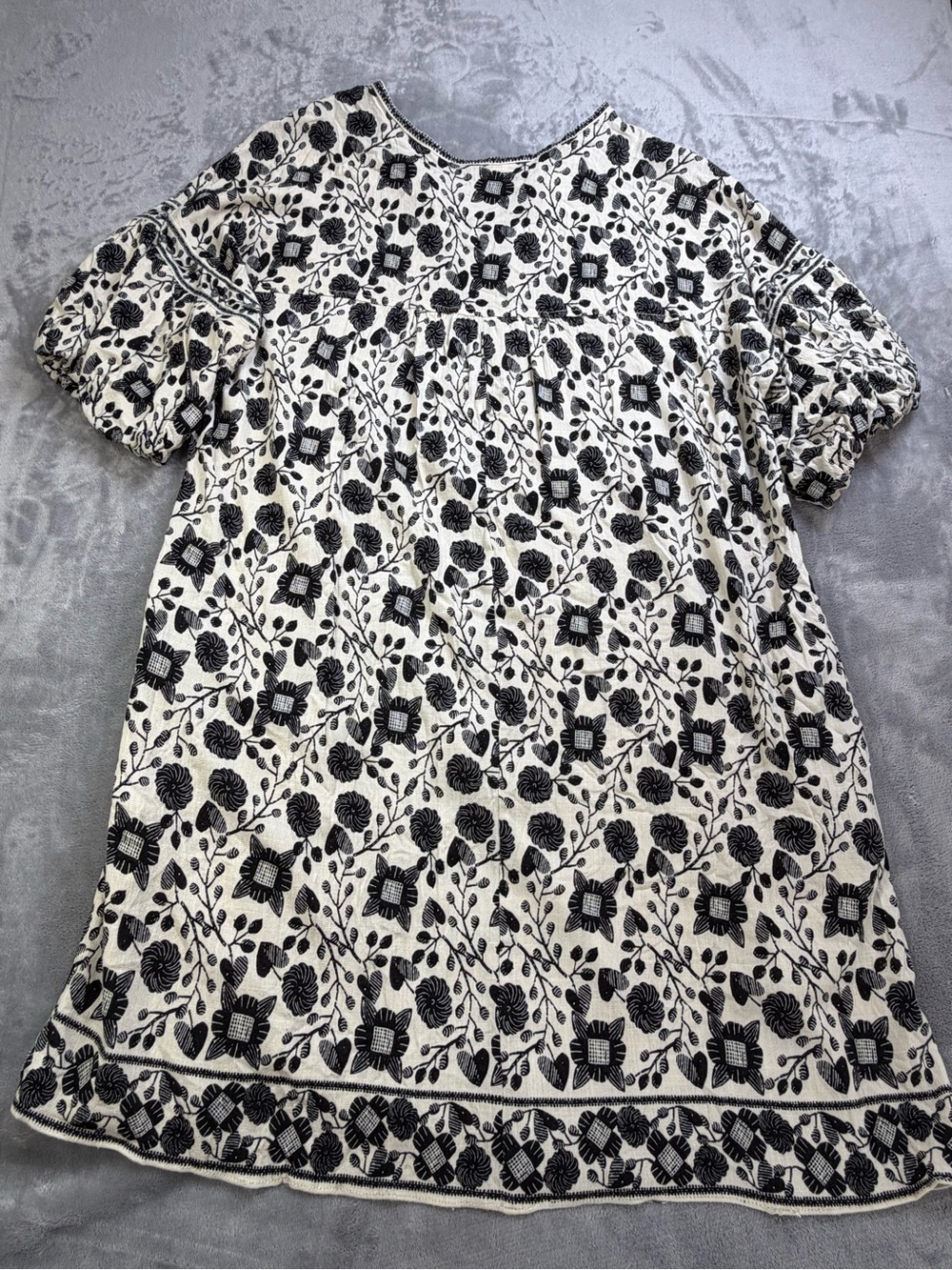 Max Studio Black and White Embroidered Boho  Dress Summer Beach Women’s